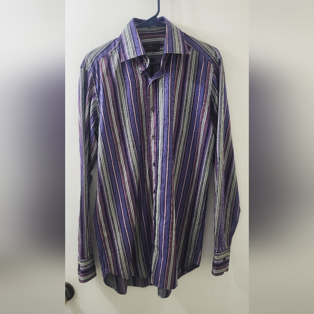 Etro Striped Purple Men's Shirt, Size 40‎